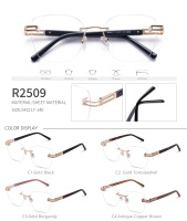 Elan Optical R2509, Gafas Ópticas de Diseño Cuadrado para Mujer, Más Vendidas, Montura Sin Aro, Gafas Metálicas Sin Montura con Puntas de Acetato