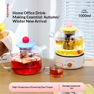 High-Capacity High-Temperature Resistant Glass Teapot Modern Simple Design Brewing Fruit <strong>Tea</strong> <strong>Party</strong> <strong>Set</strong> Made of High Borosilicate - Product Image 1