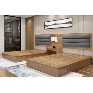 Prix d'usine Salle de séjour Queen King Size Cadre de lit en bois à double design avec rangement