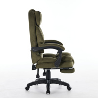 Chaise de bureau exécutive avec repose-pieds en tissu velours vert foncé, chaise inclinable pour bureau