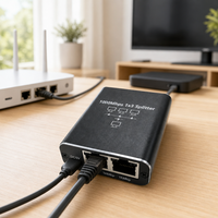 Pemisah Kabel Jaringan Gigabit RJ45 1x4 1000Mbps Multidevice Online Secara Bersamaan Lan Ethernet Splitter Network Coupler