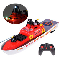 Bateau de Pompiers à Jet d'Eau Télécommandé, Bateau de Sauvetage, Jouets avec Lumières, RC, 2.4G