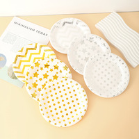 Assiettes en papier Padi 7 pouces à motif doré, jetables, design moderne pour événements festifs