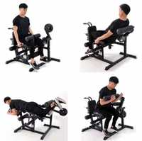 Machine à flexions et extensions des jambes, équipement de musculation polyvalent pour la maison avec rangement pour plaques, pour le renforcement des quadriceps et des ischio-jambiers