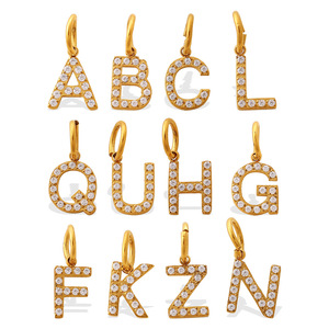 จี้ตัวอักษรภาษาอังกฤษประดับเพชร ชุบทอง 18K สแตนเลสสตีล สำหรับทำเครื่องประดับ DIY เหมาะสำหรับทุกเพศ ใส่ได้ทุกวัน - Product Image 5