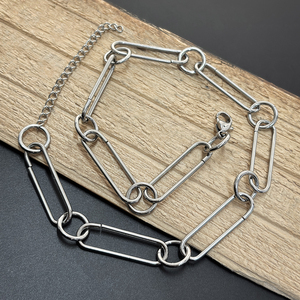 <span class=keywords><strong>Collier</strong></span> ras du cou VAF distinctif à chaîne ovale rectangulaire pour hommes en acier inoxydable - Product Image 3