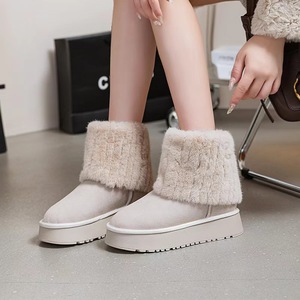 <span class=keywords><strong>Bottes</strong></span> d'hiver personnalisables pour femmes avec logo de marque, faible MOQ, vente en gros, semelle épaisse, en daim pelucheux, couleur et tissu personnalisables - Product Image 1