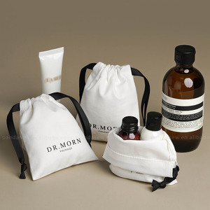 PandaSew Custom Logo White Cotton Canvas Drawstring <b>Bag</b> Gift Jewelry Pouch <b>Packaging</b> <b>Bags</b> Perfume Clothing Dust <b>Bag</b> - Product Image 4
