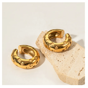 Pendientes de aro con forma de gota de agua chapados en oro de 18 quilates de Pvd de alto pulido de La India, joyería impermeable que no se deslustra - Product Image 3
