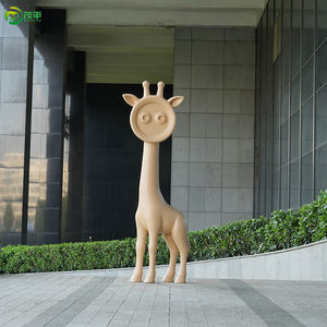 Sculpture de <span class=keywords><strong>girafe</strong></span> personnalisée en résine écologique et fibre de verre, décoration de jardin extérieure moderne et de grande taille, dessin animé, fabrication sur mesure - Product Image 1