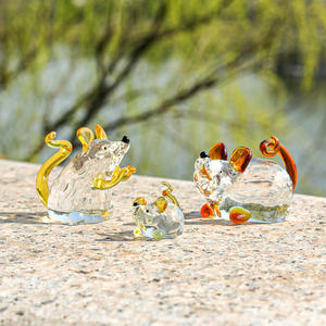Figurine d'animal en cristal couleur ambre poli, écologique, motif souris assise, décoration d'intérieur, objet de collection - Product Image 5