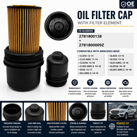 Tapa de Filtro de Aceite con Papel de Filtro, Piezas de Lubricación para Automóviles Mercedes-Benz GLE550 GLE63 AMG OE 2781800138 + 2781800009Z