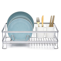 Égouttoir à vaisselle classique en métal antirouille pour comptoir, support de rangement pour assiettes et bols avec porte-ustensiles