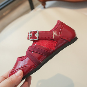 Chaussures de tous les jours pour filles, style Mary Jane, en cuir PU noir, à brides croisées, style rétro français - Product Image 4