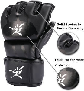 Berkualitas Tinggi Grosir Tinju Sarung Tangan Jari Penuh Kulit 20-30 Hari Hitam/Abu-abu Pu + Busa Pu Universal 3-7 Hari - Product Image 3