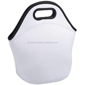 Custodia per il pranzo vuota in Neoprene bianco a sublimazione con chiusura a cerniera progetta la tua borsa Tote