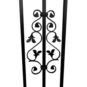 ユーロスタイルの庭の装飾用の黒い装飾的な金属錬鉄製の柵フェンス