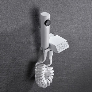 Juego de rociador de bidé de latón blanco de fábrica de Guangdong, kit de grifo pulverizador de inodoro montado en la pared con manguera - Product Image 1