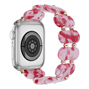 Bracelet élastique à perles ovales pour Apple Watch, 20 mm, 22 mm, avec fermoir à pression, bracelet en métal pour Apple Watch - Product Image 2