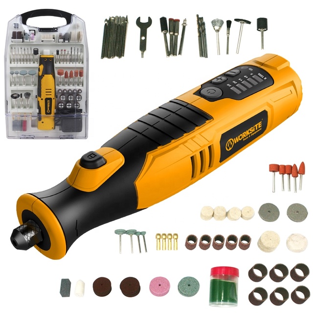 WORKSITE  Customized 8V Rotary Tool 110Pcs Accessories Set Mini Grinder Cutter Diamond Jewelry Wood Cordless Rotary Tool