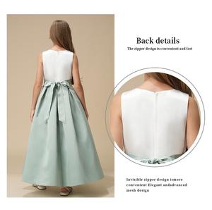 Vestido de Satén con Cuello Redondo para Niñas, Diseño 2025, Estilo Dulce con Lazo Decorativo, Gran Venta para Cumpleaños, Fiesta de Flores, Largo hasta la Rodilla, para ODM - Product Image 6