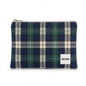 Bolsa de Maquillaje Plana de Algodón con Diseño Tartán a Cuadros Verde Marino, Bolsa Cosmética Delgada con Cierre, Logotipo Personalizado OEM, Regalo - Product Image 3