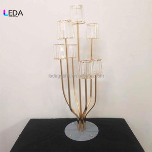 7 Head Gold <b>Crystal</b> <b>Candle</b> <b>Holder</b> Wedding Decoration Table Centerpieces Candelabra Gold Candlestick <b>Holder</b> Party Wedding Decor - Product Image 1