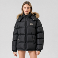 Veste d'hiver matelassée pour femme, capuche amovible, nylon hydrofuge, fermeture éclair sur le devant, rembourrage en polyester, vêtements d'extérieur