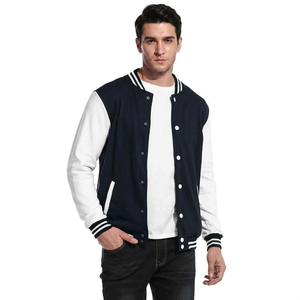 College Baseball jacket for <b>men</b> designed in classic varsity style with soft wool body and leather sleeves - Product Image 1