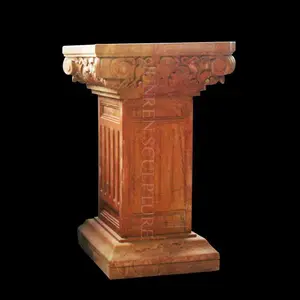 Base décorative de piédestal de pilier de marbre de colonne de marbre rouge de style européen pour la sculpture de statue
