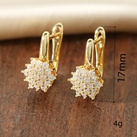 Pendientes de moda superventas con hebilla de oreja de girasol francés con incrustaciones de microcircón para mujer, súper intermitente, dulce fresco