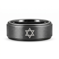 Bague en carbure de tungstène avec symbole étoile de David pour homme, bijoux juifs, cadeau de Hanouka pour un ami juif