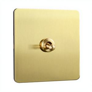 Saklar Lampu Dinding Vintage Tuas Panel Baja Tahan Karat <span class=keywords><strong>1</strong></span>-4 <span class=keywords><strong>Gang</strong></span> 2 Arah Emas Saklar Kontrol Tunggal Smart Life 250V EU USB - Product Image 4