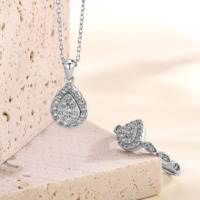 Ensemble de bijoux pour femme en argent sterling 925 avec pendentif, boucles d'oreilles et bague en zircone cubique 5A de forme poire