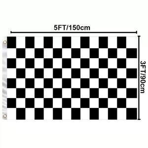 Giao Hàng nhanh chất lượng cao 3x5 đen thăng hoa in màu đen và trắng Checkers Sản xuất tại Trung Quốc Cờ biểu ngữ tùy chỉnh cờ - Product Image 1
