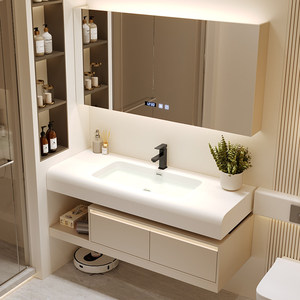 Modern Eco-Friendly Water Resistant Bathroom Vanity Unit Integrated Toilet Ceramic Wash Basin Smart Mirror Wall-Mounted Cabinet - Product Image 3