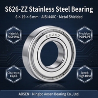 Premium S626 AISI420 Stainless Steel Deep Groove Ball Bearing 6x19x6mm 2RS ZZ Small Precision Instrument Component