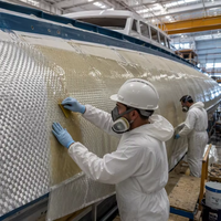 Kain Fiberglass E-glass Pabrik Shengyuan, Kustom Tahan Api Bebas Alkali, Tenun Polos 200g/m untuk Perahu GRP