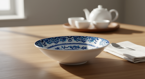 Set di 6 Ciotole in Ceramica Blu e Bianca con Design Orientale, Stoviglie per Regalo - Product Image 2