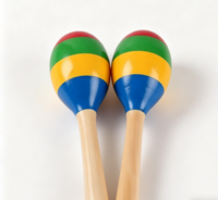 Orff Percussion Musical Instrument Accessories Christmas Colored Wooden Maracas for Music Enlightenment Education Celebrate