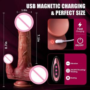 هزاز جنسي بجهاز تحكم عن بعد، ألعاب جنسية للنساء والأزواج، قضيب اصطناعي واقعي مع خاصية الدفع، مدلك نقطة G، شحن مغناطيسي USB - Product Image 5