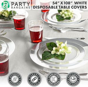<b>White</b> Disposable Shrink Bag <b>Table</b> <b>Cloth</b> Premium Quality Moisture Proof Offset Printed for Tableware and Parties Everyday Use - Product Image 4
