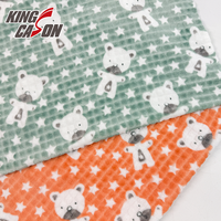 Kingcason 100% Polyester, imprimé ours en peluche, nouveau design, flanelle imprimée double face pour couvertures, textiles de maison, pyjamas, vêtements