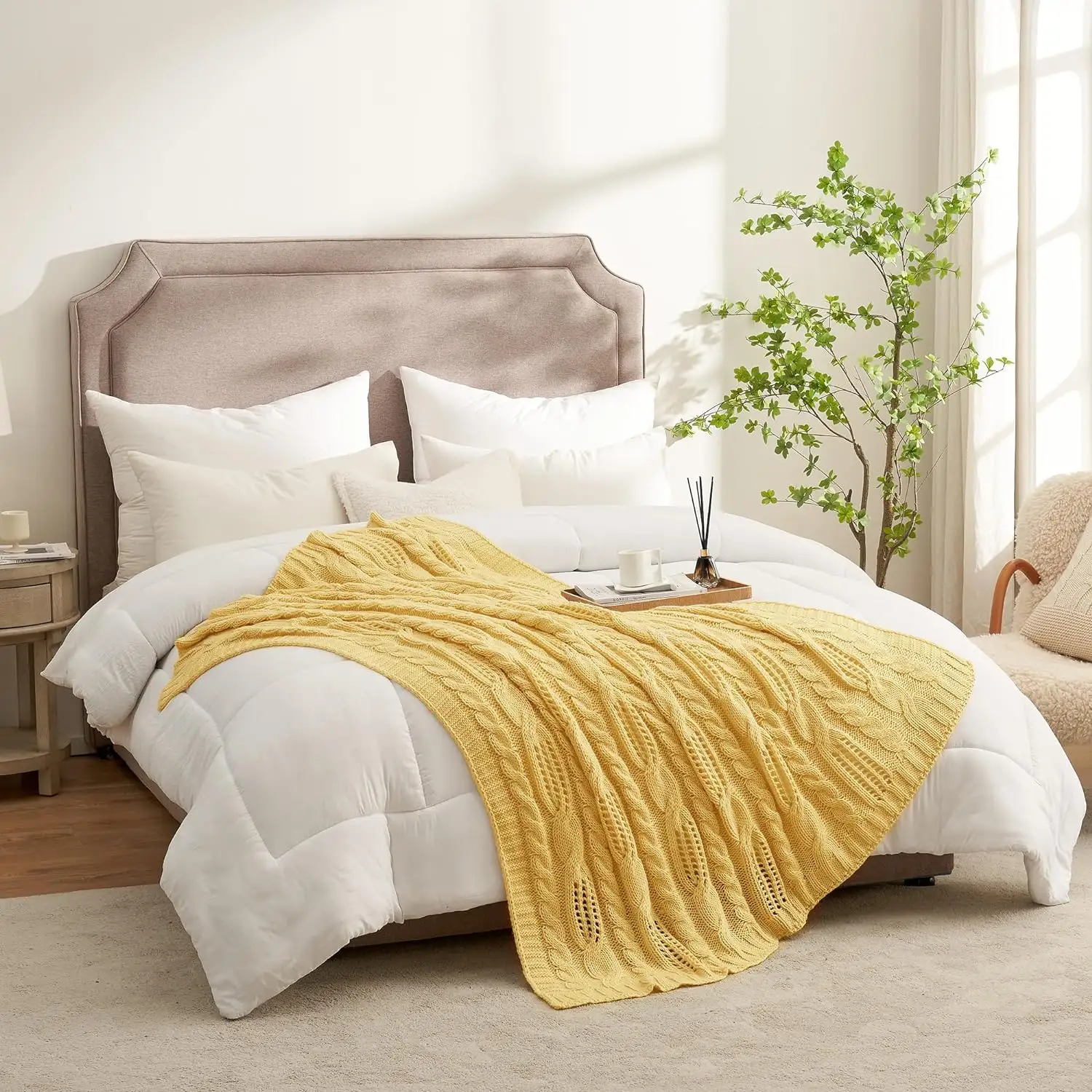 Selimut selendang desain sweter ringan dekoratif musim panas, rajutan kabel Sofa tempat tidur akrilik mewah
