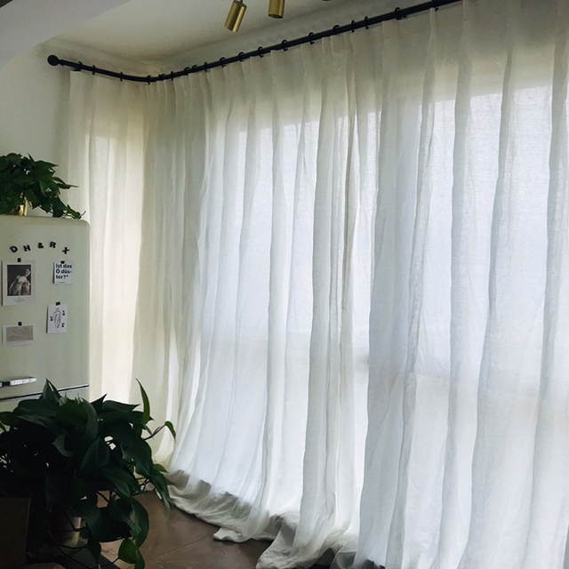White Sheer Curtain Linen Sheer Curtain Fabric Curtains for the Living Room