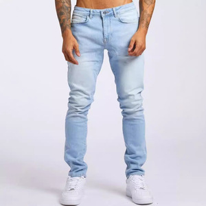 Nuevos pantalones vaqueros rectos ajustados para <span class=keywords><strong>hombre</strong></span>, pantalones vaqueros informales transpirables de cintura media con lavado desgastado para las tendencias de verano - Product Image 5
