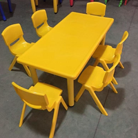 Tables et chaises en plastique pour enfants, forme carrée, design sécurisé, plusieurs couleurs, prix d'usine, personnalisables, réglables pour les repas scolaires