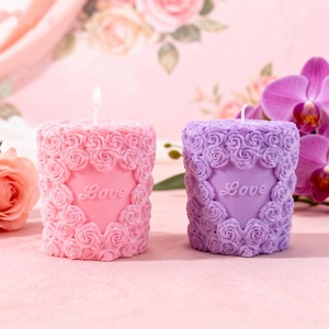 Rose Relief Heart Cylindrical Candle Mold DIY Love Craft Soap Mold for Valentine's Day - Product Image 1