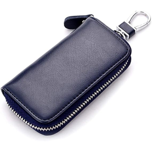 Porte-clés rectangulaire en cuir avec mousqueton, mini-sac durable pour clés et petits objets - Product Image 5