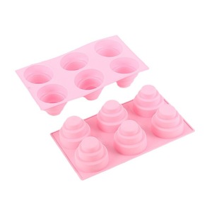Pink Silicone Cake Mold 6 Cavity Round For Dessert Mousse Chocolate Baking Tool - Product Image 1